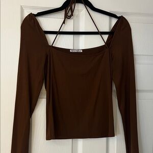 Reformation Chocolate Brown Long Sleeve Blouse